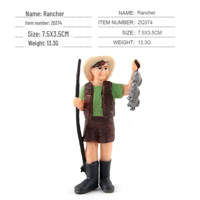 Cross-Border Farm Scene Worker Doll: Female Farmer with Shovel Ornament for Model Landscaping