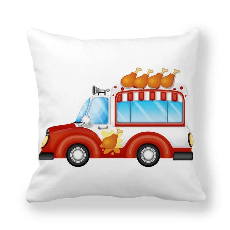 Cartoon Food Car Print Pillowcase Living Room Office Home Pillowcase Car Ornaments
