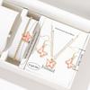 4 Piece Set Versatile Women Temperament High Aesthetic Value Fashionable High End Pink Butterfly Necklace Bracelet Earring Set