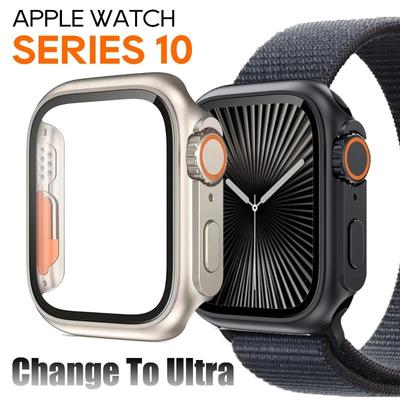 Displayschutzhülle für Apple Watch 10 42/46 MM, PC-Abdeckung + Glasfolie für IWatch Series9 8 7 SE 6 5 4 44/45 MM Schale