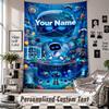Wall Hanging Tapestry With Custom Name & Text, Astro Bot Decorative Tapestry For Bedroom