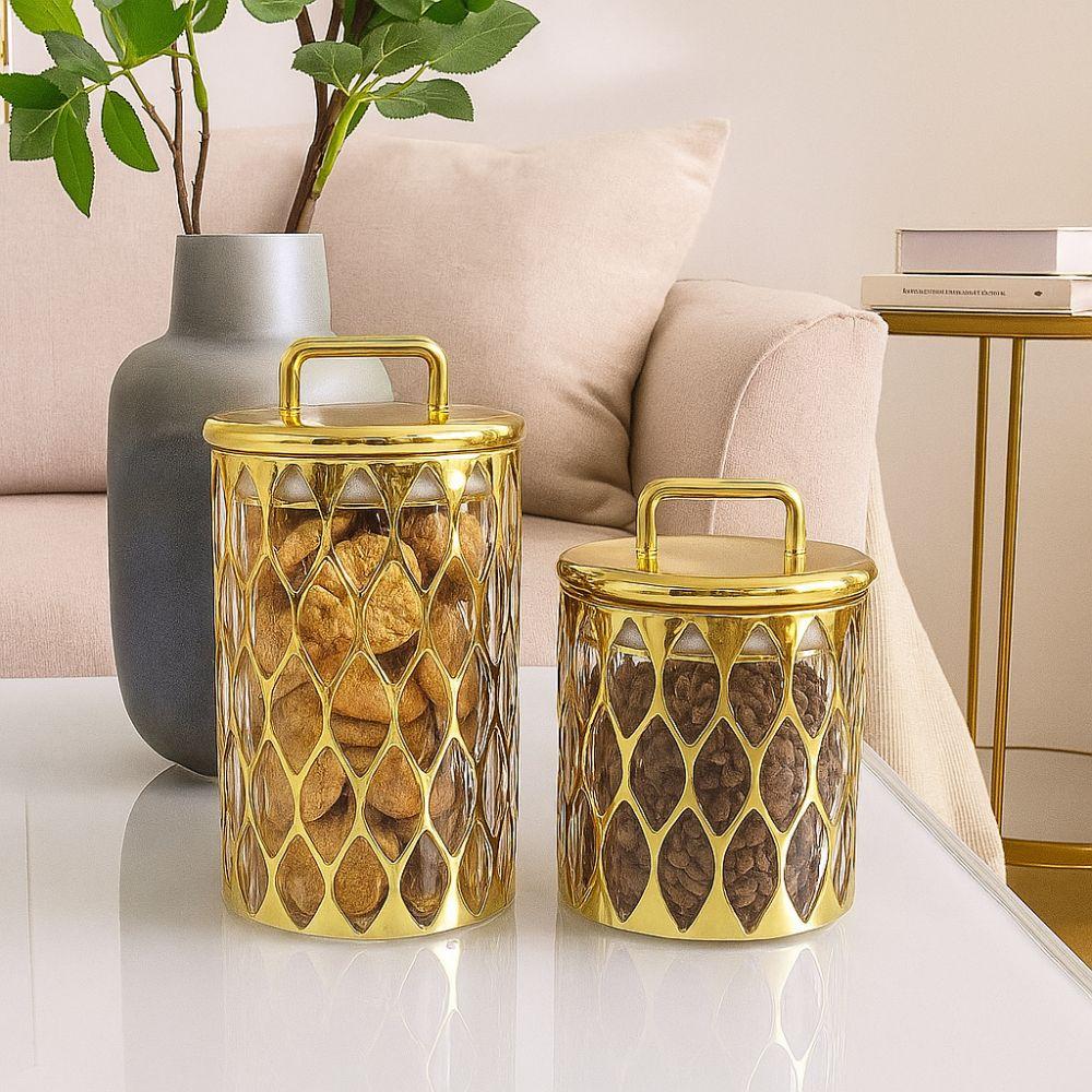 Gold-plated Food Storage Jar Acrylic Storage Box Decorative Jar Sealed Jar  Home Decor