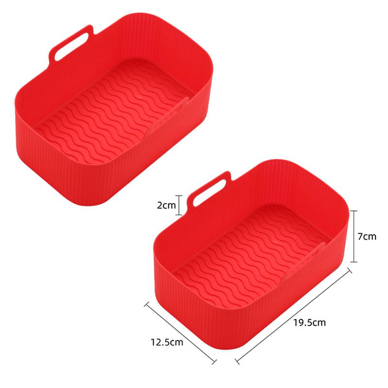 19.5x12.5x7cm Reusable Airfryer Silicone Basket Air Fryer Oven Baking Tray Rectangle Non Stick Air Fryer Basket Kitchen Tools