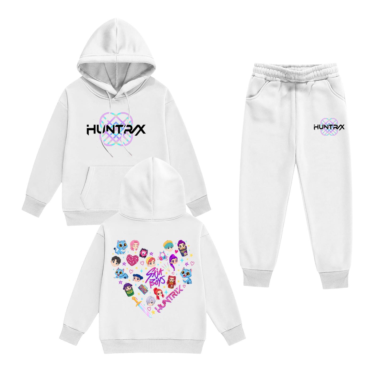 

Kids Long Sleeve Loose Pullover Letter Print Drawstring Hooded Sweatshirt Set 150