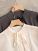 Xiao He 23 Momme Mulberry Silk Tie-Neck Crinkled Blouse