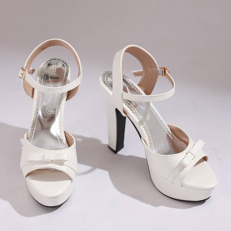 Krazing Pot Polyurethane Super High Heels Summer Size 43 Size 42 Size 50 Butterfly-knot Women Peep Toe Sandals