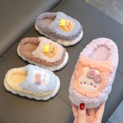 Winter Kinder Baumwollpantoffeln, Warme und rutschfeste Fleece-Pantoffeln für Jungen und Mädchen, Baby Woll-Baumwollschuhe