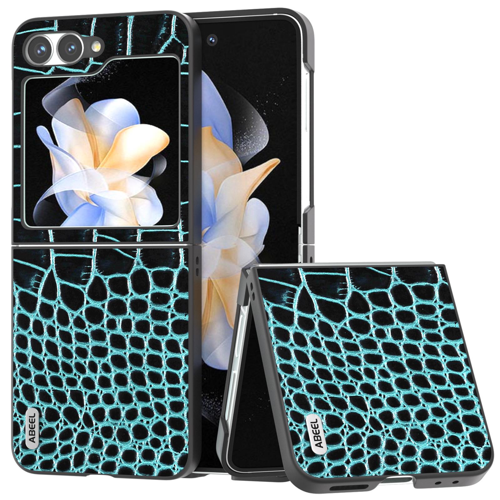 

Для Samsung Galaxy Z Flip7 FE 5G/Z Flip6 5G Чехол Текстура крокодила Натуральная коровья кожа Жесткий ПК Чехол Midnight Green