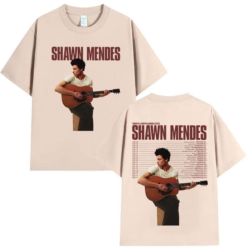 Zpěvák Shawn Mendes Turné 2025 Grafické tričko k albu Pánská móda Vysoce kvalitní bavlněná trička Hip Hop Gotické Tričko s krátkým rukávem