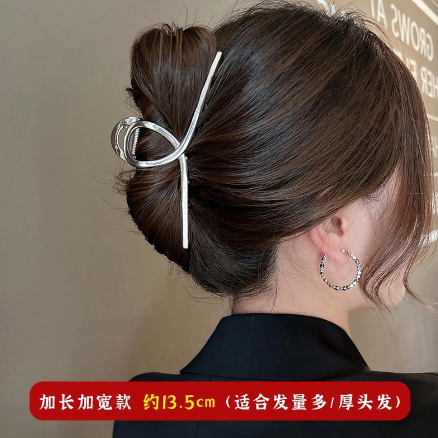 New Punk Geometric Metal Gold Silver Simple Hair Clip Claw for Women Trendy Large Crab Catches Clamp Korea Headwear Accessories