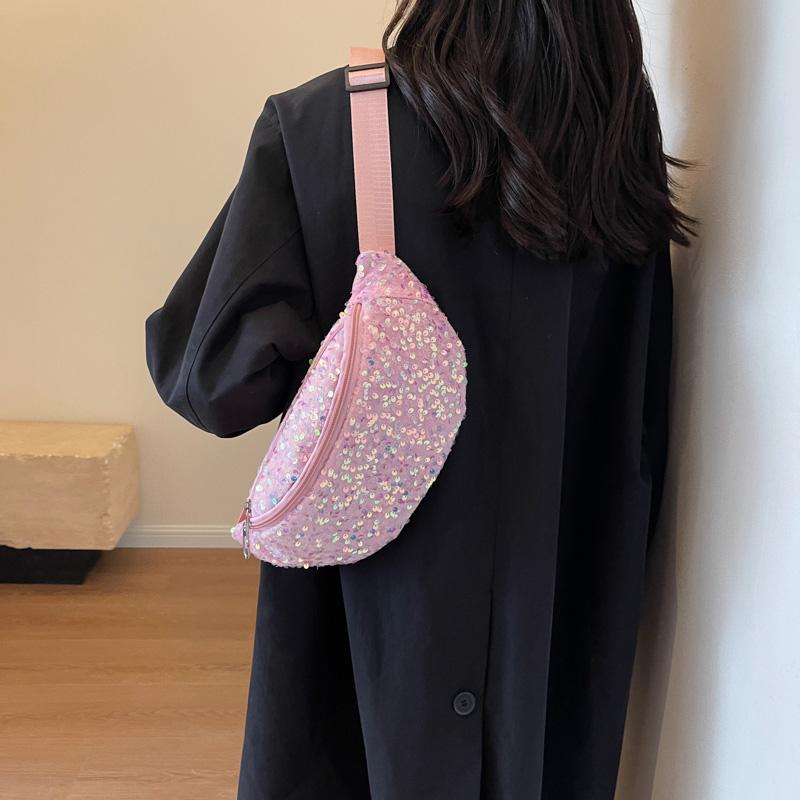 Glitter Women's Bag  Casual Fanny Pack  Shoulder  Crossbody  Chest  Hip Hop  Belt Bags  Women's Fashion  Luxury  Trend