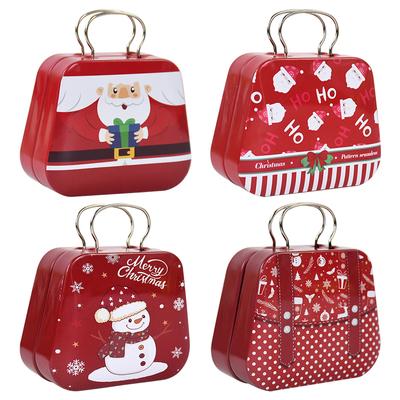 Christmas Handbag Shape Candy Box Cartoon Metal Tin Cookie Gift Packaging Boxes Kids Xmas Party Favors Noel Happy New Year 2025