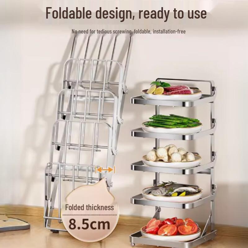 Foldable Wall-Mounted 2-Tier Stainless Steel Kitchen Rack