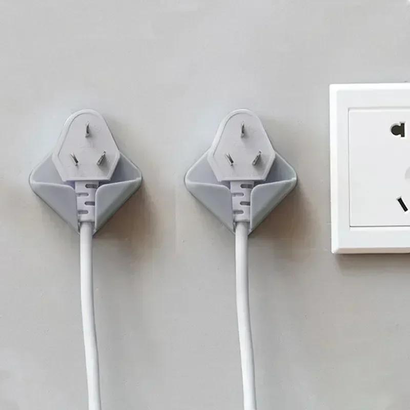 2Pcs Storage Holders Racks Wall Hanging Hook Saving Racks Self Adhesive Folding Socket Kitchen Appliance Wire Plug Power Cord