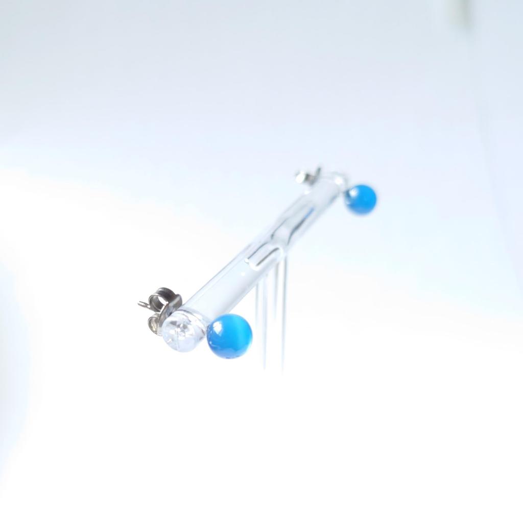 [Kobe Hokodo] Blue Agate 6mm Titanium Earrings