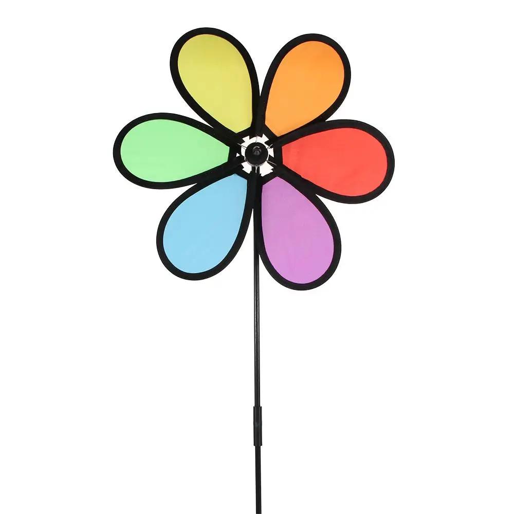 

Lightweight Easy Removal Colorful Triple Wheel Garden Windmill Rainbow Pinwheel Windmill Toys Wind Spinners