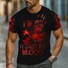 Fashion Halloween Red Palm Graphic Short Sleeve T-shirt Breathable Men's Short Sleeve Tee Clothing I'm OK Print T Shirt For Man