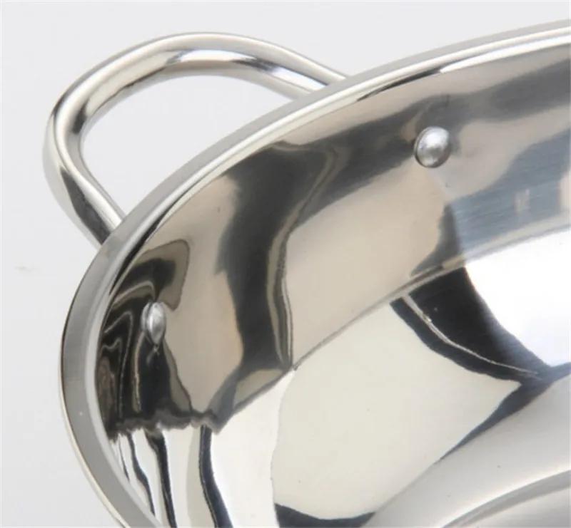 24-40cm Edelstahl 1,5mm Dicke Doppelohr Suppenkocher Hot Pot Twin geteiltes Kochgeschirr Zuhause Küche rund Induktionskocher