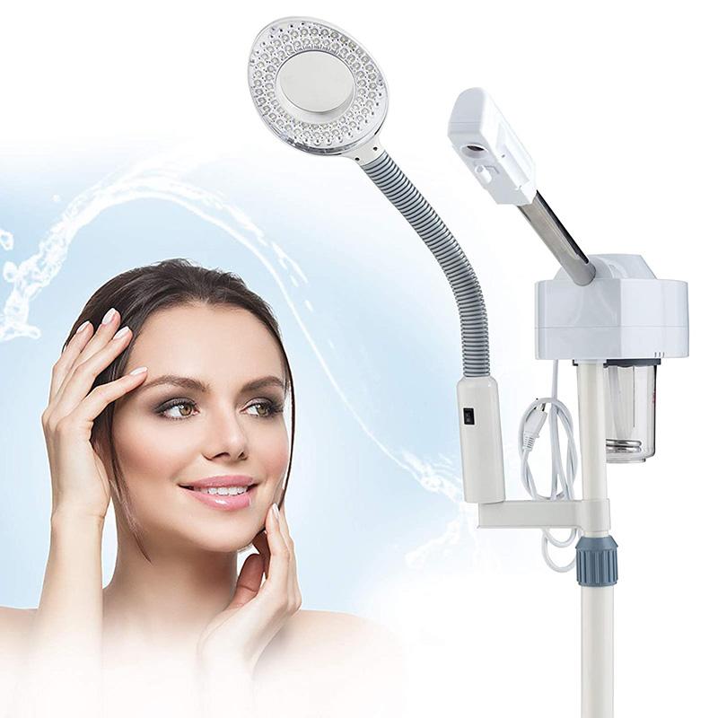 2-in-1-Gesichtsdampfer mit 5-facher Vergrößerungslampe, Ozon-Nano-Ionen-Gesichtsdampfer, Luftbefeuchter, Verdampfer, Aromatherapie-Nebel, Dampf-Inhalation