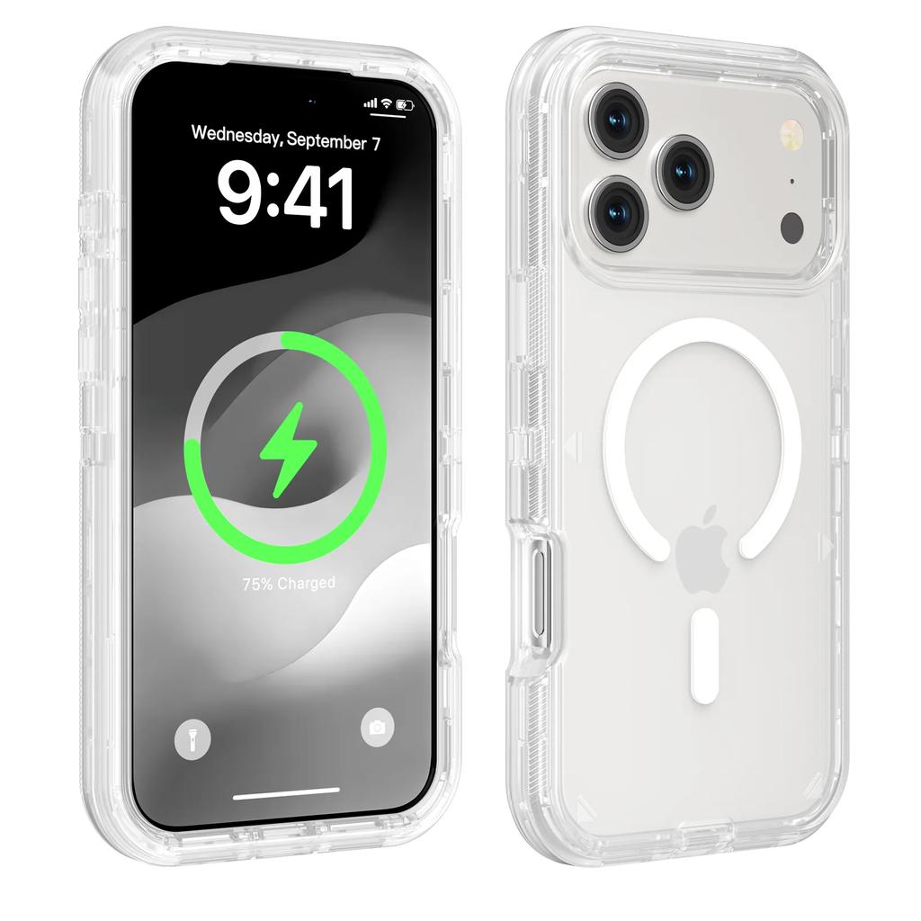 Heavy Duty Armor Ott Box Defender Clear for Mag-Safe Phone Case for IPhone 17 Pro Max Air 16E 15 14 13 Wireless Charging Cover