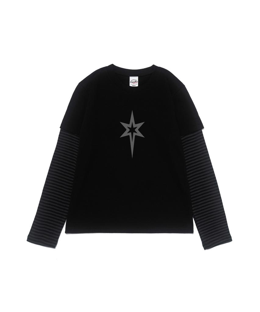CARGOBROS FOR WOMAN Star Layered Long Sleeve T-Shirt (Black/Charcoal)