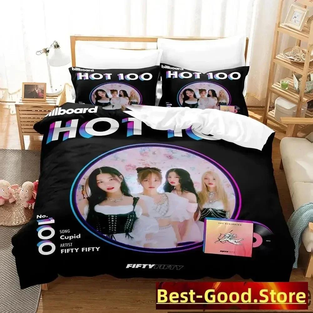 KPOP FIFTY FIFTY Merch Cupid Album Bedding Set Duvet Cover Sheet Printed Pillowcase Bed Full Queen King Size Comforter Bedroom