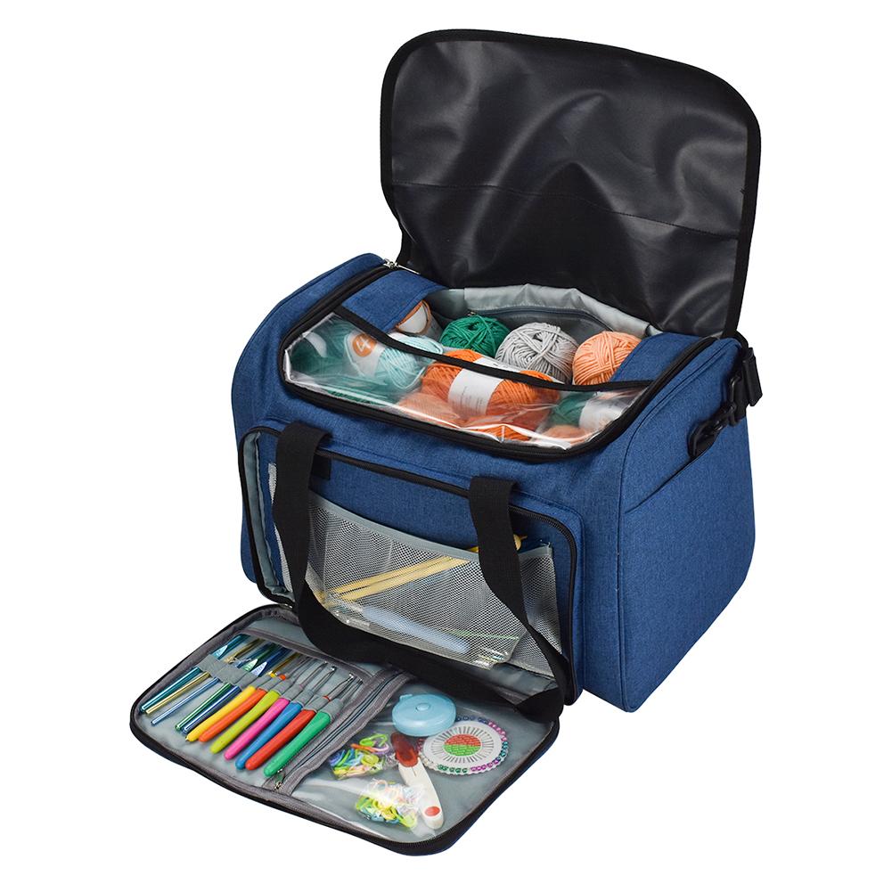 Oxford Cloth Yarn Storage Bag Knitting Crochet Bag Yarn Tote Wool Crochet Hooks Sewing Needles Tote Bag for DIY Thread Wool Yarn