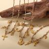 Vintage seaside style DIY freshwater pearl pendant bracelet stainless steel gold-plated ceramic pendant necklace female