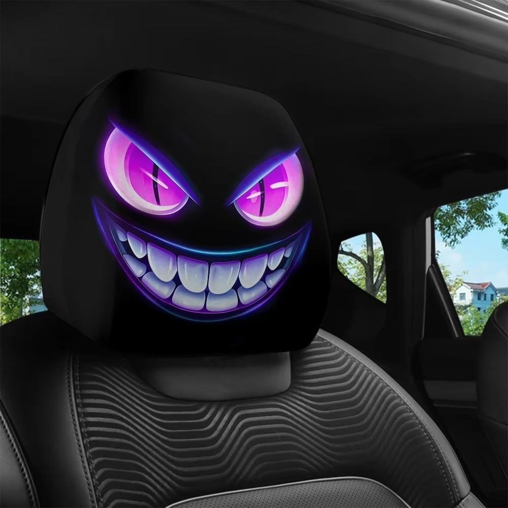 Black Car Headrest Cover Scary Face Printing Car Headrest Protector  Auto Interior Accessories