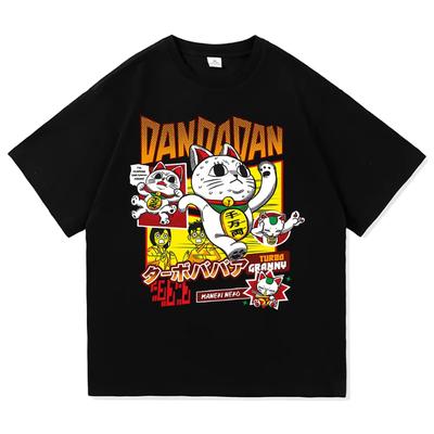 Dandadan Turbo Granny Cat T Shirt Fashion Men/Womne Harajuku Aesthetic Japanese Anime T-Shirt Unisex Cartoon Cotton Tees Shirts