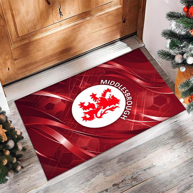 Tappeto Morbido per Pavimento Antiscivolo Decorazione Sportiva Middlesbrough FC Calcio Calcio Pattern per Camera da Letto