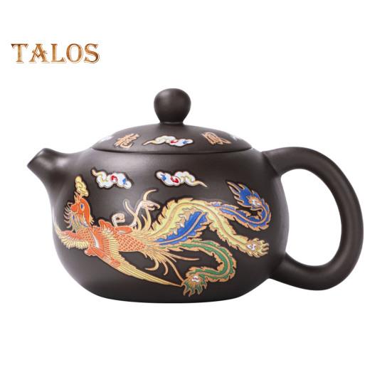 Teapot Chinese Dragon Phoenix Auspicious Zisha Clay Gongfu Tea Kettle for Loose Tea Hand-made Tea Pots with Unique Color-changing Effect Tea Lover's