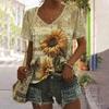 V-neck T-shirt Daily Fashion Tops Women's Short Sleeve Floral Printed Patterns Plus Size Loose Women's Clothing Outdoor T-Shirt