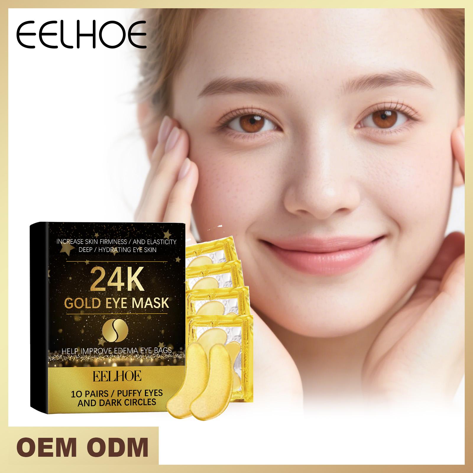 EELHOE 24k Gold Eye Mask - Moisturizing and Softening Eye Mask that Adheres to the Eye Area Skin 10pairs