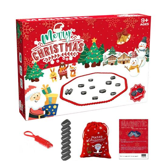 

1 набор веселых рождественских магнитных шахматных игр, обучающих логическому мышлению, обучающих магнитных настольных игр для детей и взрослых, семейных интерактивных стратегических игр красный