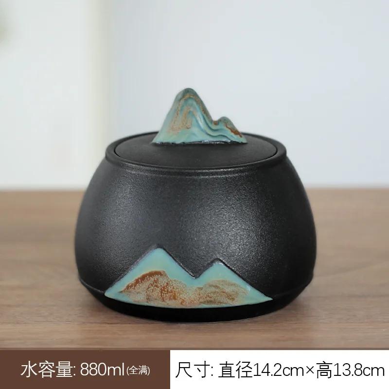 Yuanshan Tea Jar Large Sealed Ceramic Storage Jar Pu'er Storage Tank Stoneware Tea Warehouse Tea Storage