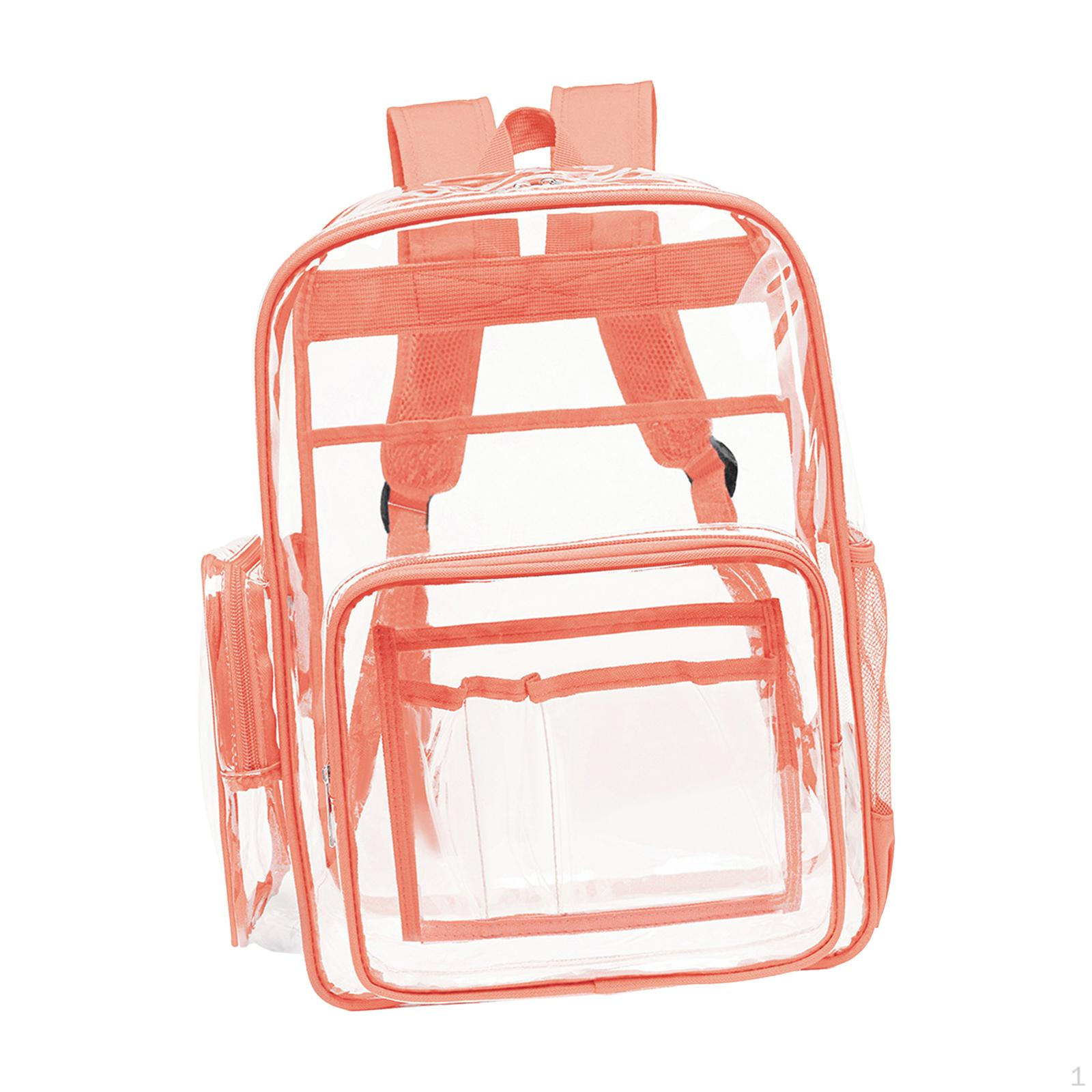 

Clear Backpack Lightweight Casual PVC Transparent for Camping Festival Pink Red