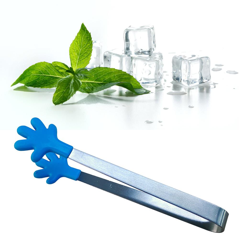 Hand Shape Small Tongs Silicone Tips Blue Stainless Steel Funny Heat Resistant Easy Clean Food