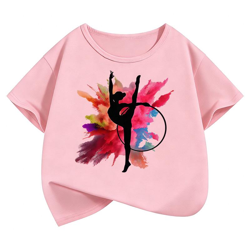 Mode Retro Tanzen Buntes Design T-Shirts Y2k Kurzarm Kinder Kinder T-Shirt Mädchen Sommer Frühling Lässiges Oberteil Tee