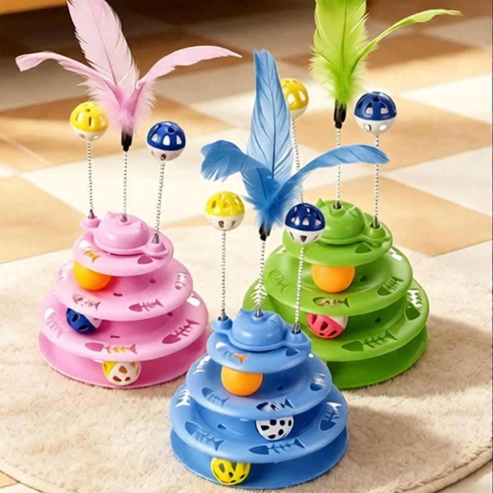 Anti Slip Base Cat Turntable Toy Multi Layer Spring Wand Toy Flexibility Interactive Cat Toy  Home