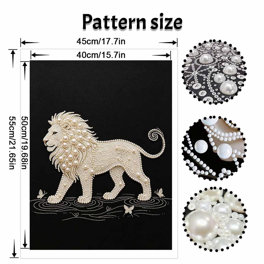 DIY Pearl Embroidery Diamond Painting Kit Majestic Lion Sparkling Beads Art Craft Handmade Decoration Gift for Home