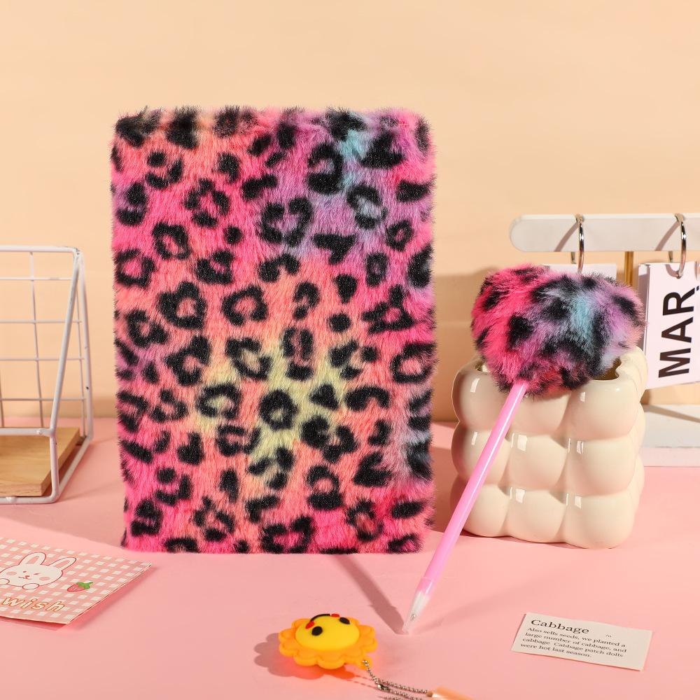 Valentine's Day Rainbow Notebook Set with Heart Stylus Pen and Fur Cover Handbook