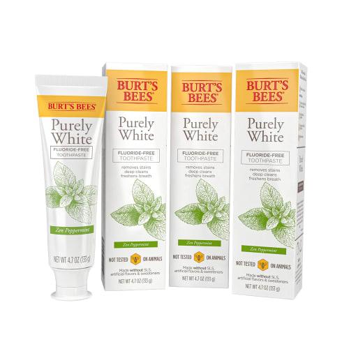 Burt's Bees Toothpaste, Fluoride Free, Purely White, Zen Peppermint, 4.7oz, 3-Pack