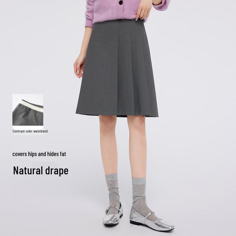 FivePlus Women s High-Waist Pleated A-Line Short Skirt M