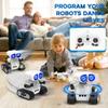Remote control robot toy for kids with rechargeable battery, music, LED eyes, walkie-talkie function
