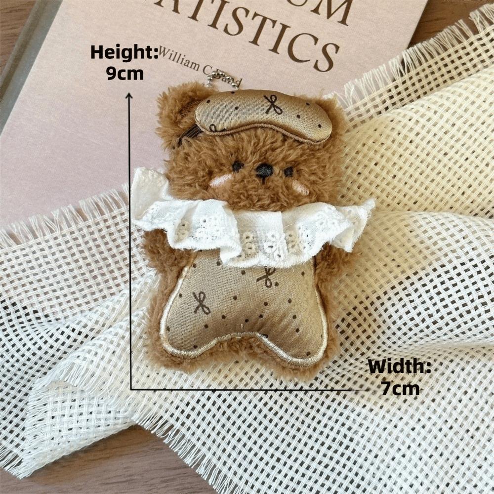 Lace Trim Cartoon Bear Keychain Soft Plush Bear Charm Pendant Keychain  Backpack Accessory