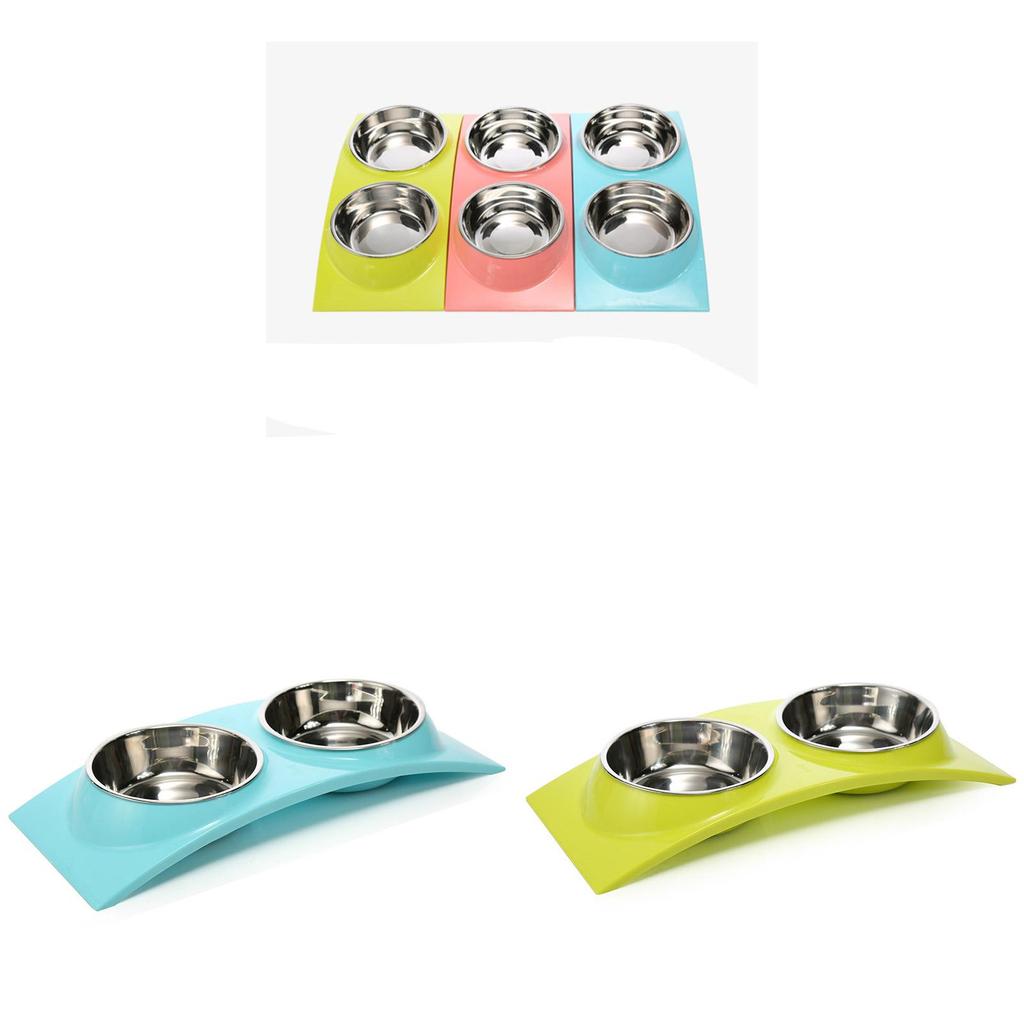 Versatile Double Food Water Pet Feeding Bowl For Cats And Dogs Featuring Timeless Round Shape