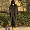 LYRIA Solid Color Polo Neck Turtleneck Dress, New Autumn and Winter Style, Suitable for Overcoats, Long Knee-length Loose Thick Knitted Sweater Dress.