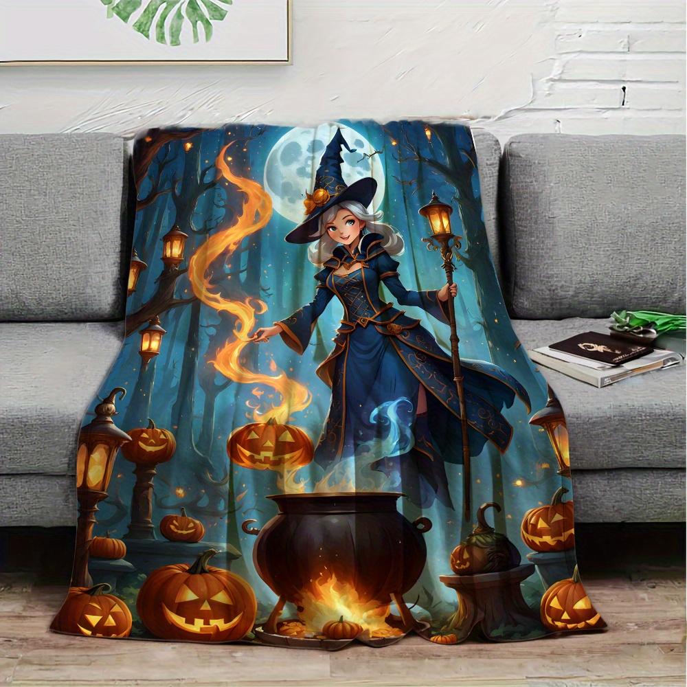 Magical Halloween Witch Blanket: Embrace The Enchanting Design, Ultra-Soft Fabric, And Cozy Vibes For Your Festive Home Decor