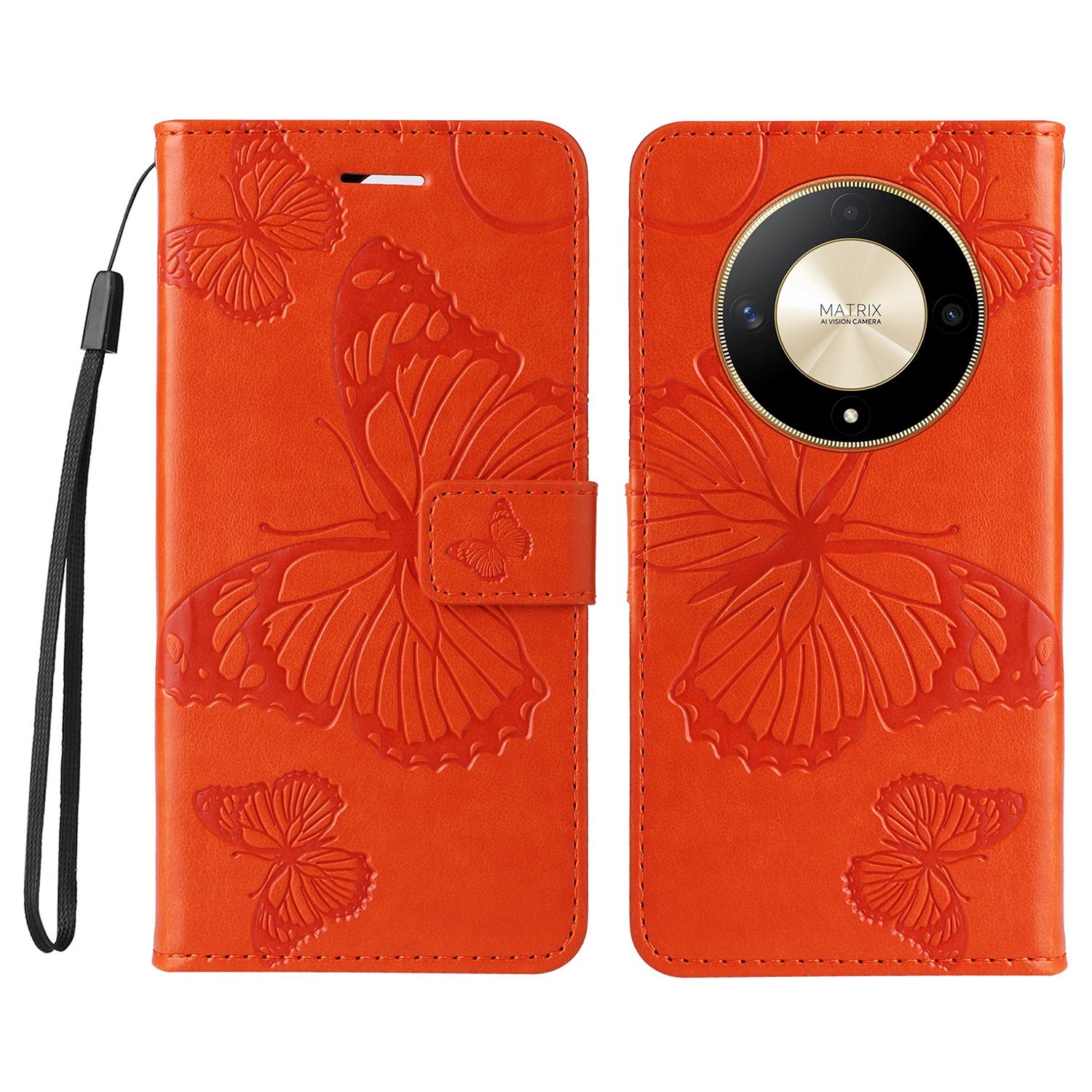 

For Honor Magic6 Lite 5G/X9b 5G/X50 5G Wallet Case Floral Butterfly Imprinted Leather Phone Cover Stand B